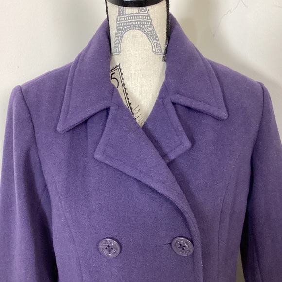 Centigrade Women’s Purple Wool Double Breasted Pea Coat 🧥 Jacket Long Sleeves - Picture 2 of 5
